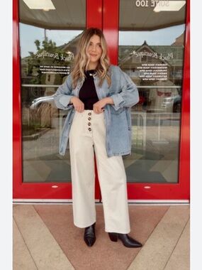 Zara Denim wide leg cargo pants